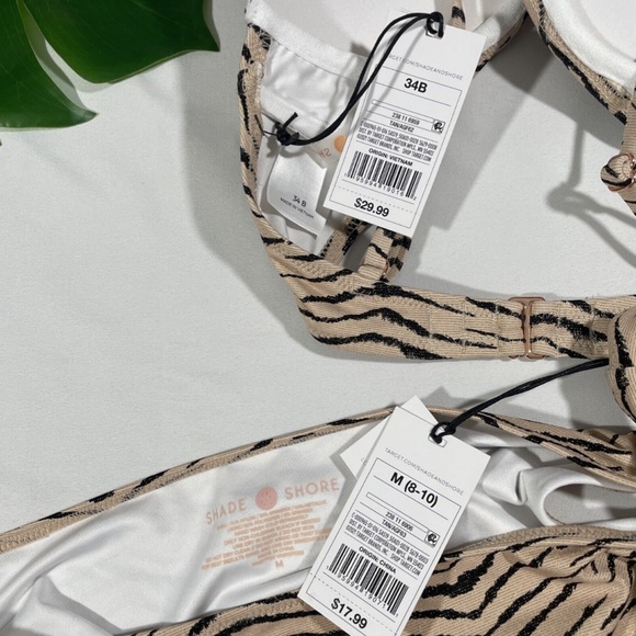 NWT‎ Shade Shore [ 34B ] Bikini Top + Cheeky Bottom [ Medium ] Animal Lurex - Picture 10 of 12